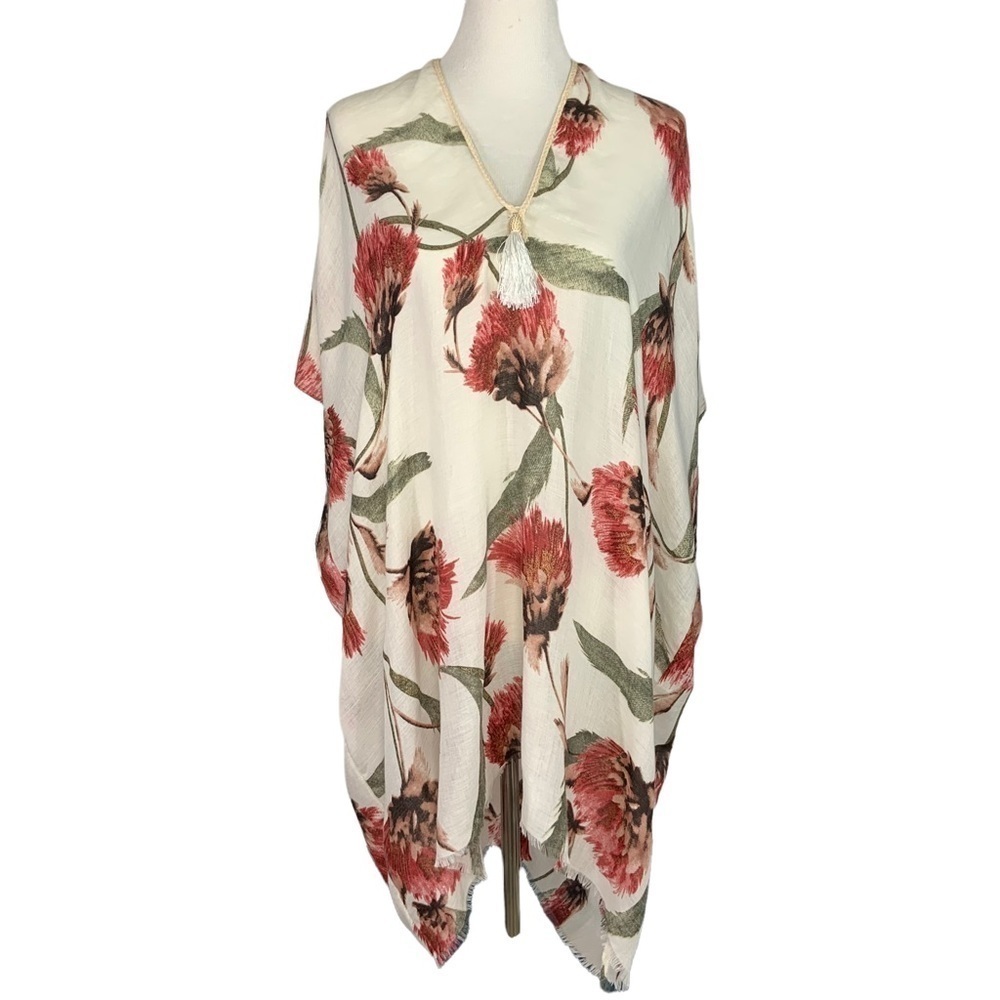 Pool to Party Wool Womens Cold Shoulder Floral Print Beach Coverup One Size